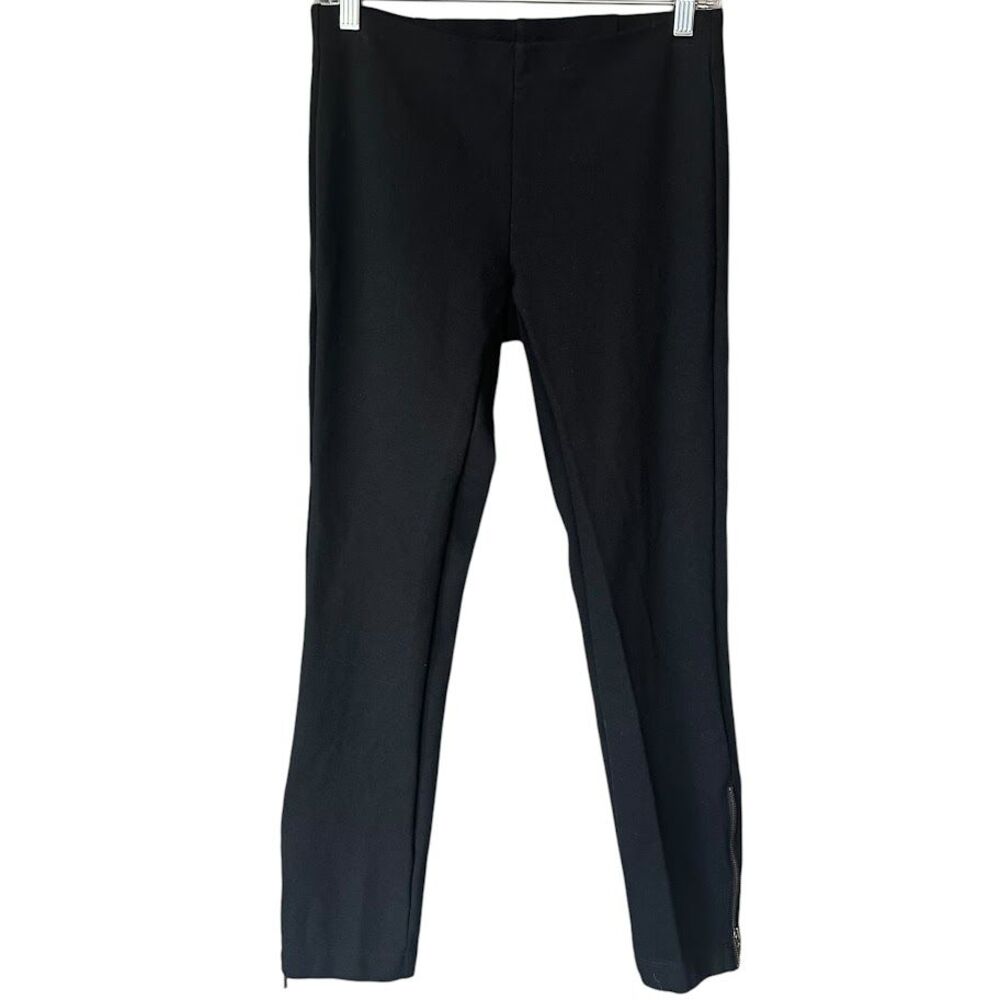 Eileen Fisher Black Rayon‎ Blend Pull On Skinny Leggings Zipper Hem Pants XS
